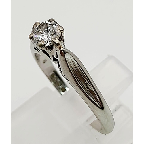 803 - An 18K White Gold Diamond Solitaire Ring. H-VS grade.
0.42ct. Size L. 3.24g total weight.