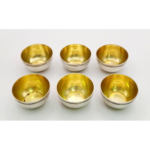 853 - Six Vintage Tiffany and Co Sterling Silver Miniature Bowls. Gilded interior - perfect for condiment ... 