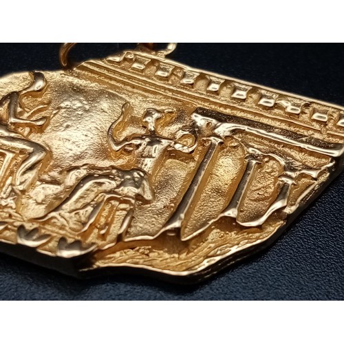 544 - A Very Sophisticated 18K Yellow Gold Egyptian Themed Pendant. 4 x 2cm. 10.4g.