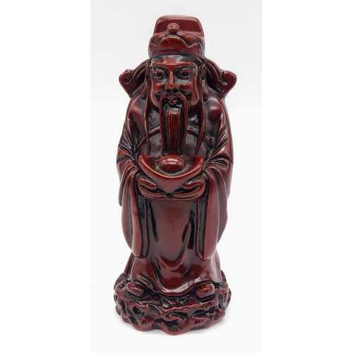 427 - Five Chinese Red-Resin Figures. Tallest figure - 15cm.