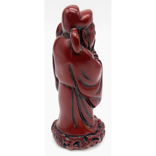 427 - Five Chinese Red-Resin Figures. Tallest figure - 15cm.