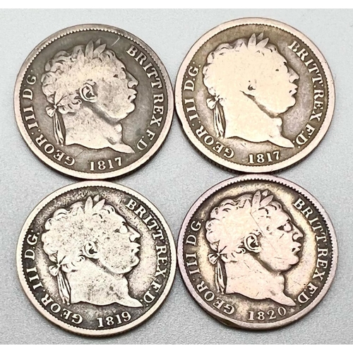 528 - Eight Various Grade Six Pence Silver Coins. George IV, William IV and George III. Please see photos ... 