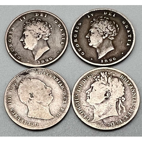 528 - Eight Various Grade Six Pence Silver Coins. George IV, William IV and George III. Please see photos ... 