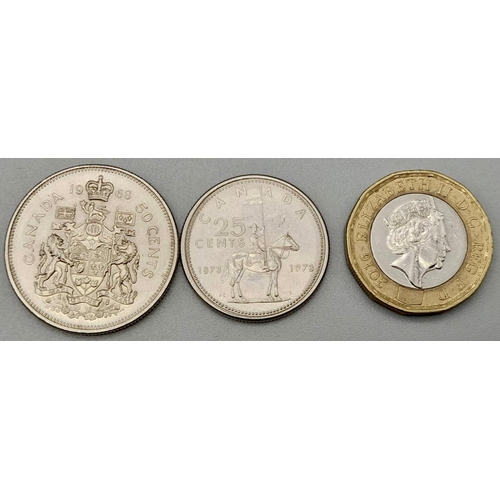 657 - A Parcel of 20 Canadian Silver 25 cents coins and 1 Canadian Silver Dollar dates from 1960/70/80/90’... 