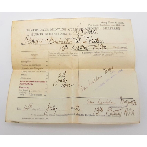 295 - Part 1-Boer War
A Very Rare Parcel of Original Boer War Documents and Badges relating to Sergeant W ... 