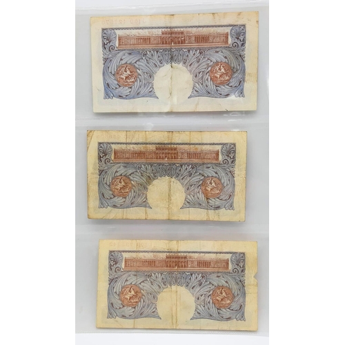 402 - Six Peppiatt Blue One Pound Notes - 1940-48. Please see photos for conditions. In plastic wallets.