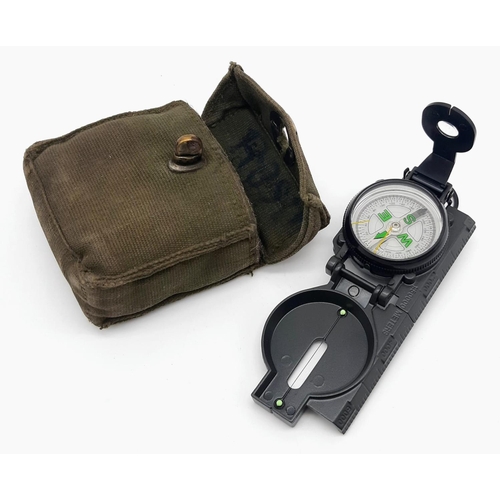 583 - Excellent Condition Military Issue Compass with Padded Belt Pouch