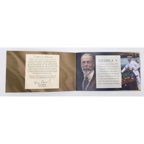 596 - A Royal Mint George V Silver Circulation Coin Collection. Comes in a presentation case with certific... 