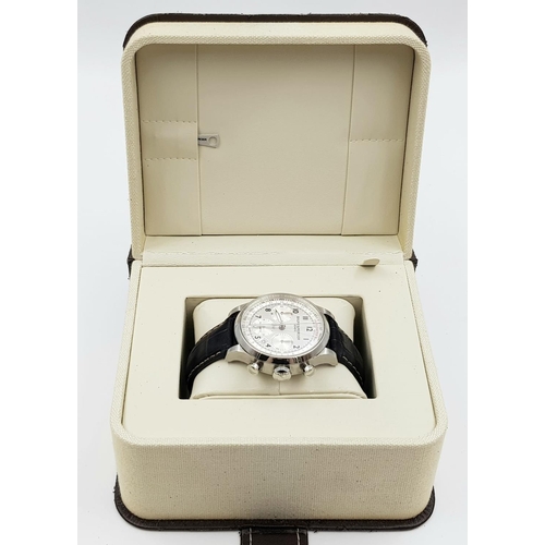 101 - A BAUME AND MERCIER CAPELAND CHRONOGRAPH GENTS WATCH IN ORIGINAL BOX WITH PAPERS. 42mm  7954