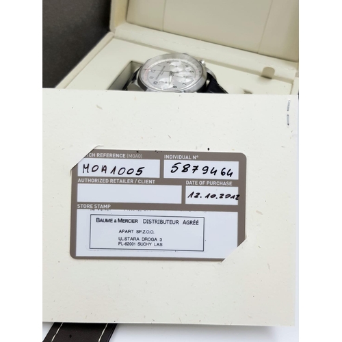 101 - A BAUME AND MERCIER CAPELAND CHRONOGRAPH GENTS WATCH IN ORIGINAL BOX WITH PAPERS. 42mm  7954