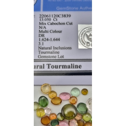 1074 - 13.05 Ct Tourmaline Lot, Round Shape, GLI Certified