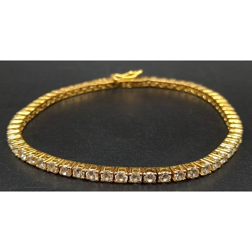 185 - 18K YELLOW GOLD DIAMOMDS TENNIS BRACELET 8.99G        9129