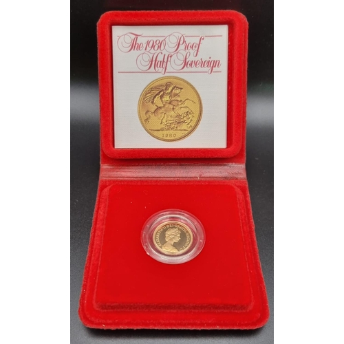51 - A 1980 22k Gold Half Sovereign Coin. 4g. Comes in a presentation case.