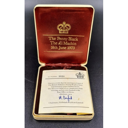 80 - A Limited Edition of a 22k Gold 1973 £1 Machin and Penny Black Stamp. Comes in original presentation... 