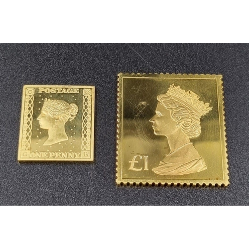 80 - A Limited Edition of a 22k Gold 1973 £1 Machin and Penny Black Stamp. Comes in original presentation... 