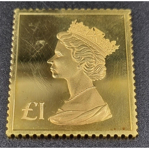 80 - A Limited Edition of a 22k Gold 1973 £1 Machin and Penny Black Stamp. Comes in original presentation... 