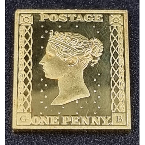 80 - A Limited Edition of a 22k Gold 1973 £1 Machin and Penny Black Stamp. Comes in original presentation... 