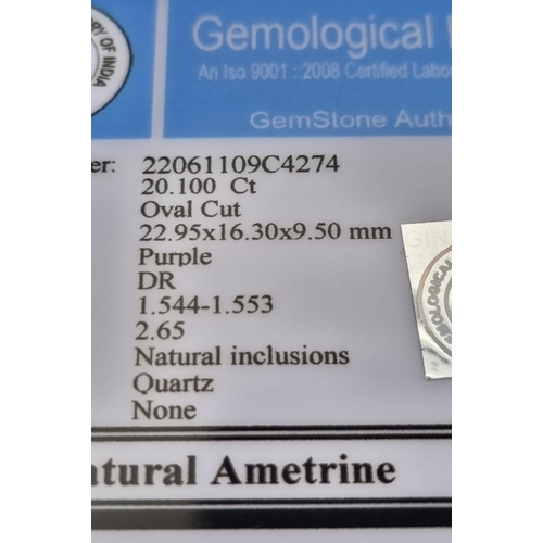 838 - Lot of 3 Gemstones - 20.10 Ct Mixed Cut Ametrine, 7 Ct Mixed Cut Green Amethyst, 5.50 Ct Cabochon La... 