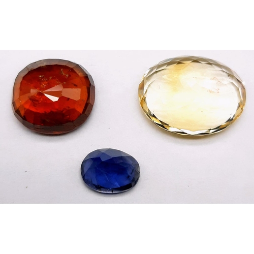 1059 - Lot of 3 Gemstones - 8.73 Ct Mixed Cut Hessonite Garnet, 9 Ct Mixed Cut Citrine, 1.30 Ct Mixed Cut I... 