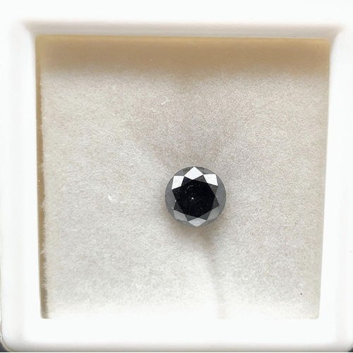 222 - 1.09 cts Round Cut Black Diamond, Ratnakars Gem Testing Lab Certified.