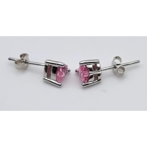 783 - A Pair of Pink Topaz Stud Earrings set in 925 Silver.