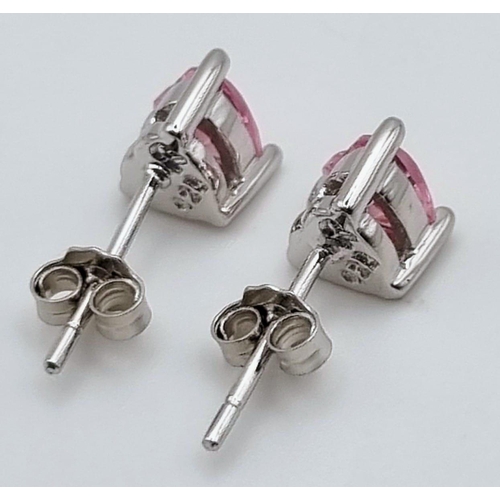 783 - A Pair of Pink Topaz Stud Earrings set in 925 Silver.