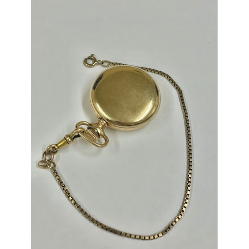 614 - Vintage ladies 9ct gold fob chain & roulette spinning pocket watch Working