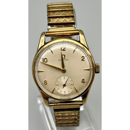 360 - A Vintage Omega 9K Gold Cased Gents Watch. Expandable strap. Gold case - 35mm. Mechanical movement. ... 