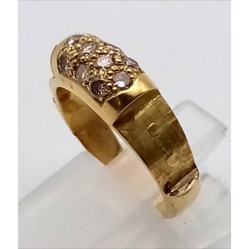 612 - 18K YELLOW GOLD 10 STONE BARREL RING 5.48G SIZE L  9114