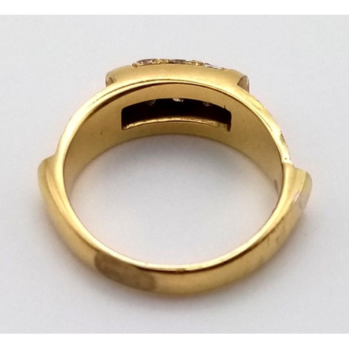 612 - 18K YELLOW GOLD 10 STONE BARREL RING 5.48G SIZE L  9114