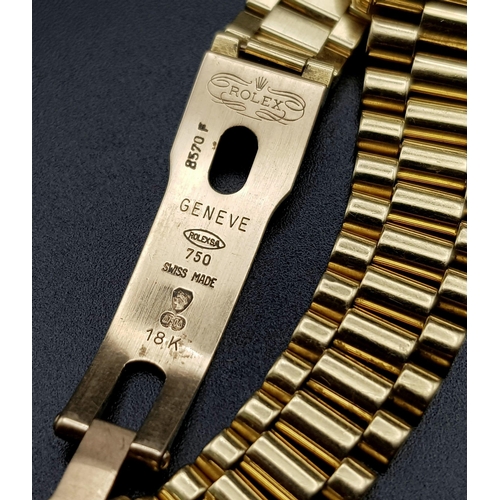 703 - A lovely, ladies, modern, 18 K yellow gold with diamonds ROLEX DATEJUST. 26 mm dial, automatic movem... 