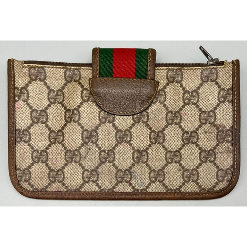 870 - A Small Used Gucci Monogramed Clutch Bag. Needs a clean so A/F. 20 x 11cm.