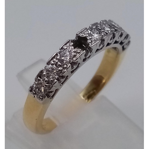 323 - 18K YELLOW GOLD WITH DIAMOND RING (STONE MISSING )5.46G SIZE N   6989