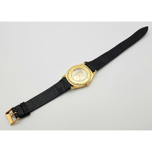 599 - A rare and collectable MAUBOUSSIN 18 K yellow gold watch with diamonds. Swiss made, 34 mm dial. blac... 