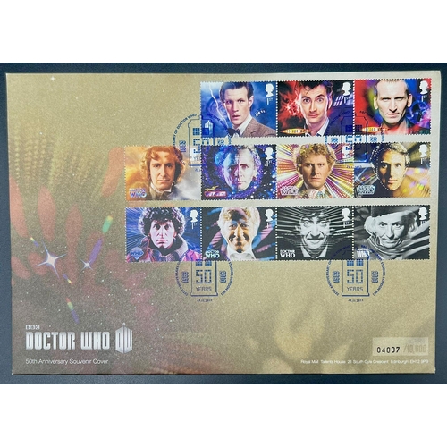 673 - A Limited Edition Doctor Who 50th Anniversary Stamp Cover Set with Tardis Postmark.