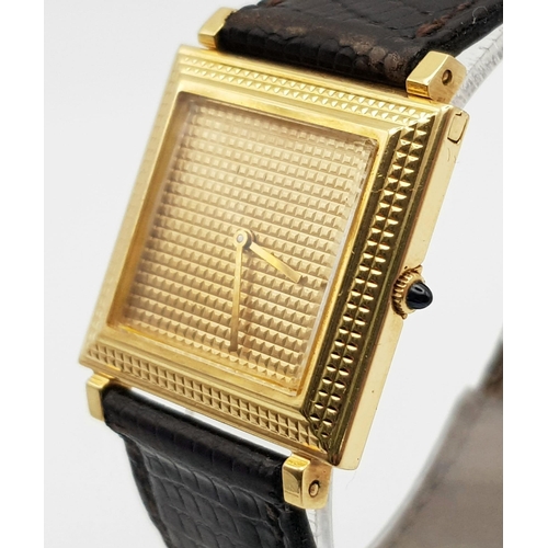 731 - A rare, vintage, ladies, 18 K yellow gold BOUCHERON watch, with an innovative leather strap. 24 mm s... 