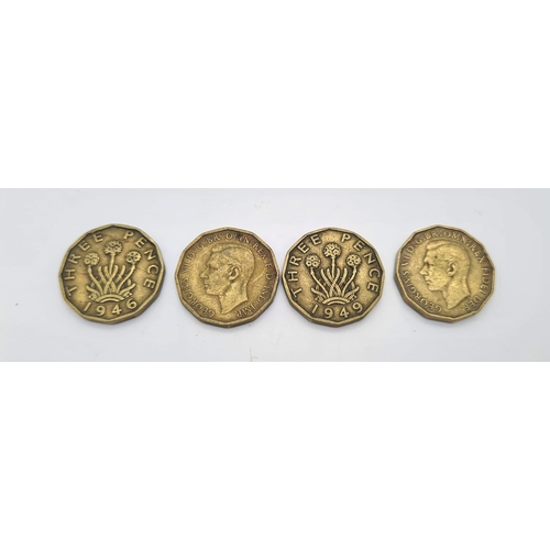 860 - Selection of King George IV, V, and VI Coins. 1826 1/2d, 1925 sixpence - broad rim, 1952 x 2 sixpenc... 