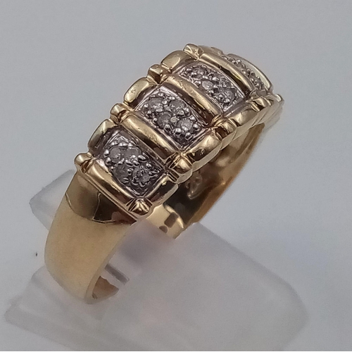 270 - 14K YELLOW GOLD DIAMOND HALF ETERNITY RING .25CTS  6.33G SIZE W     9089