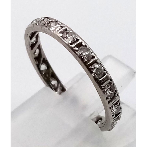 684 - A PLATINUM AND DIAMOND FULL ETERNITY RING.  2.7gms  size Q