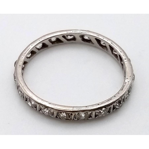 684 - A PLATINUM AND DIAMOND FULL ETERNITY RING.  2.7gms  size Q