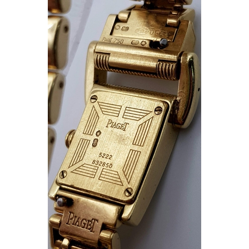 372 - A very feminine, 18 K yellow gold PIAGET watch with diamonds and Mother of pearl face. Total weight:... 