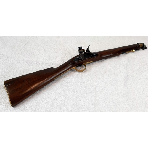 652 - A Deactivated Modern Replica of a 19th Century Flintlock Cavalry Carbine Rifle. 16 Inch barrel  with... 