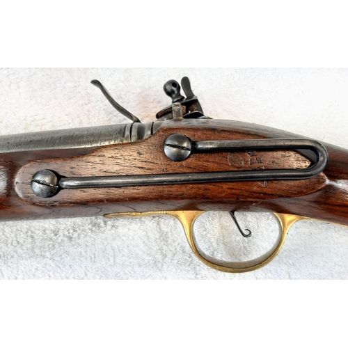 652 - A Deactivated Modern Replica of a 19th Century Flintlock Cavalry Carbine Rifle. 16 Inch barrel  with... 