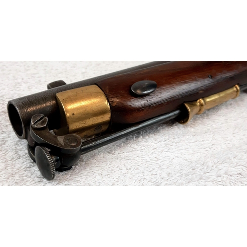 652 - A Deactivated Modern Replica of a 19th Century Flintlock Cavalry Carbine Rifle. 16 Inch barrel  with... 