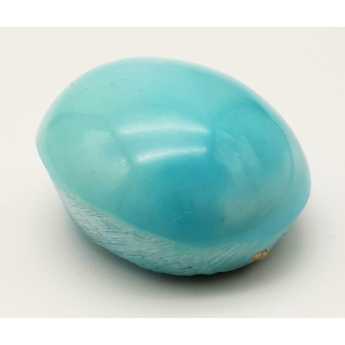 1150 - A NICELY POLISHED 100ct NATURAL TURQUOISE STONE.  20.2gms  3.4 x 2.8cms