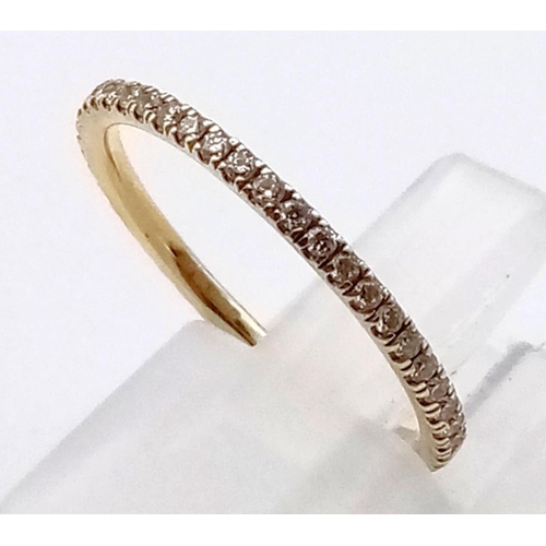 403 - 18K YELLOW GOLD WITH .65CTS DIAMOND FULL ETERNITY RING 1.24G SIZE M    9124