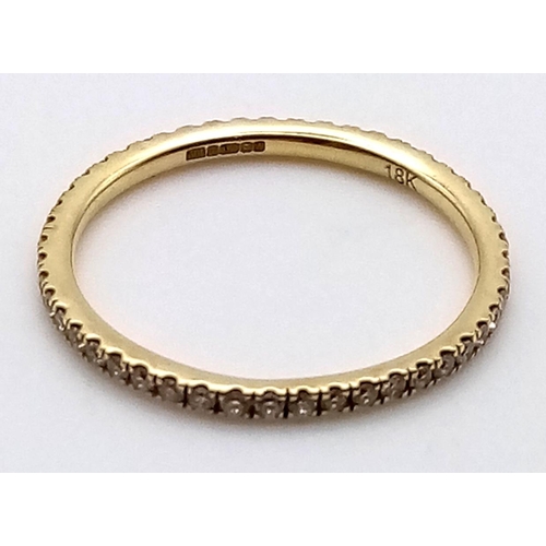 403 - 18K YELLOW GOLD WITH .65CTS DIAMOND FULL ETERNITY RING 1.24G SIZE M    9124