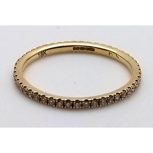 403 - 18K YELLOW GOLD WITH .65CTS DIAMOND FULL ETERNITY RING 1.24G SIZE M    9124