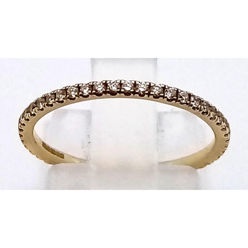 403 - 18K YELLOW GOLD WITH .65CTS DIAMOND FULL ETERNITY RING 1.24G SIZE M    9124