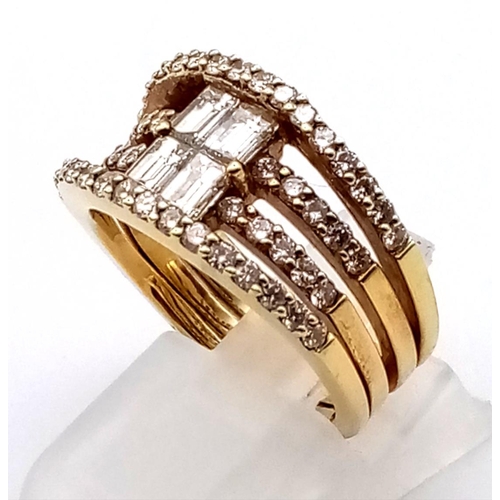 1101 - 18k  Yellow Gold diamond fancy cocktail ring 
1.40ct diamond   Size L1/2     8.25g